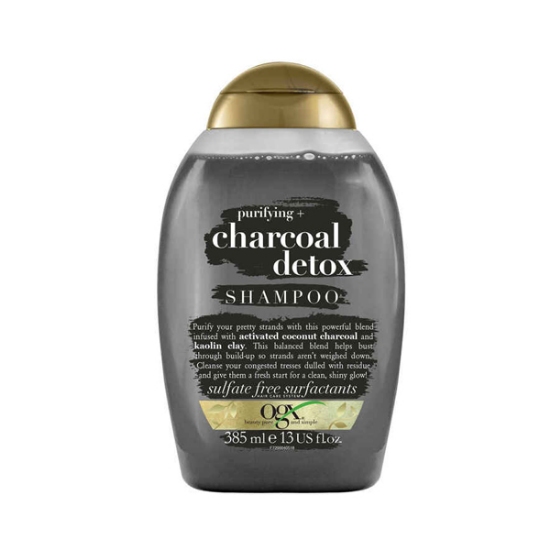 شامپو مو زغال او جی ایکس مدل charcoal detox حجم 385 میلی لیتر